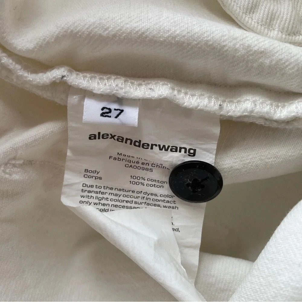 Alexander Wang Sleeve Tie Shorts Denim Skirt Carpenter, White, Size 27 - Picture 13 of 13